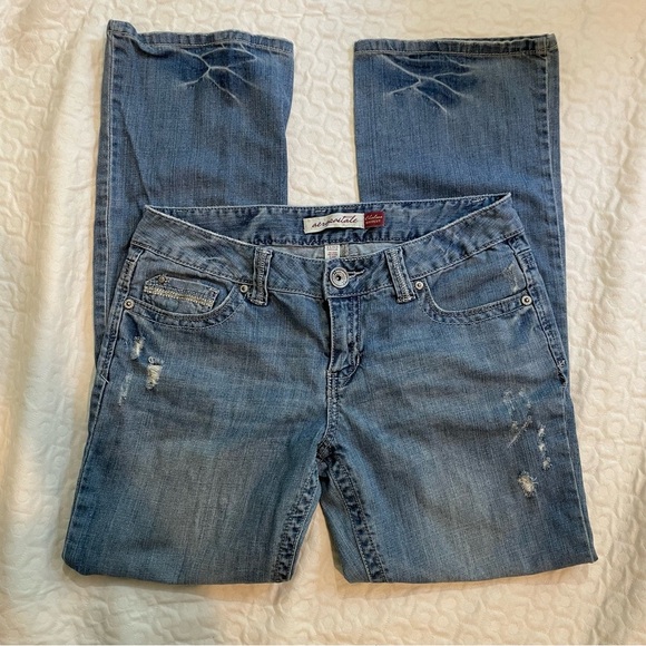 Y2K Aeropostale Vintage Women/Junior Distressed Blue Jeans 11 12 Chelsea Bootcut - Picture 1 of 10